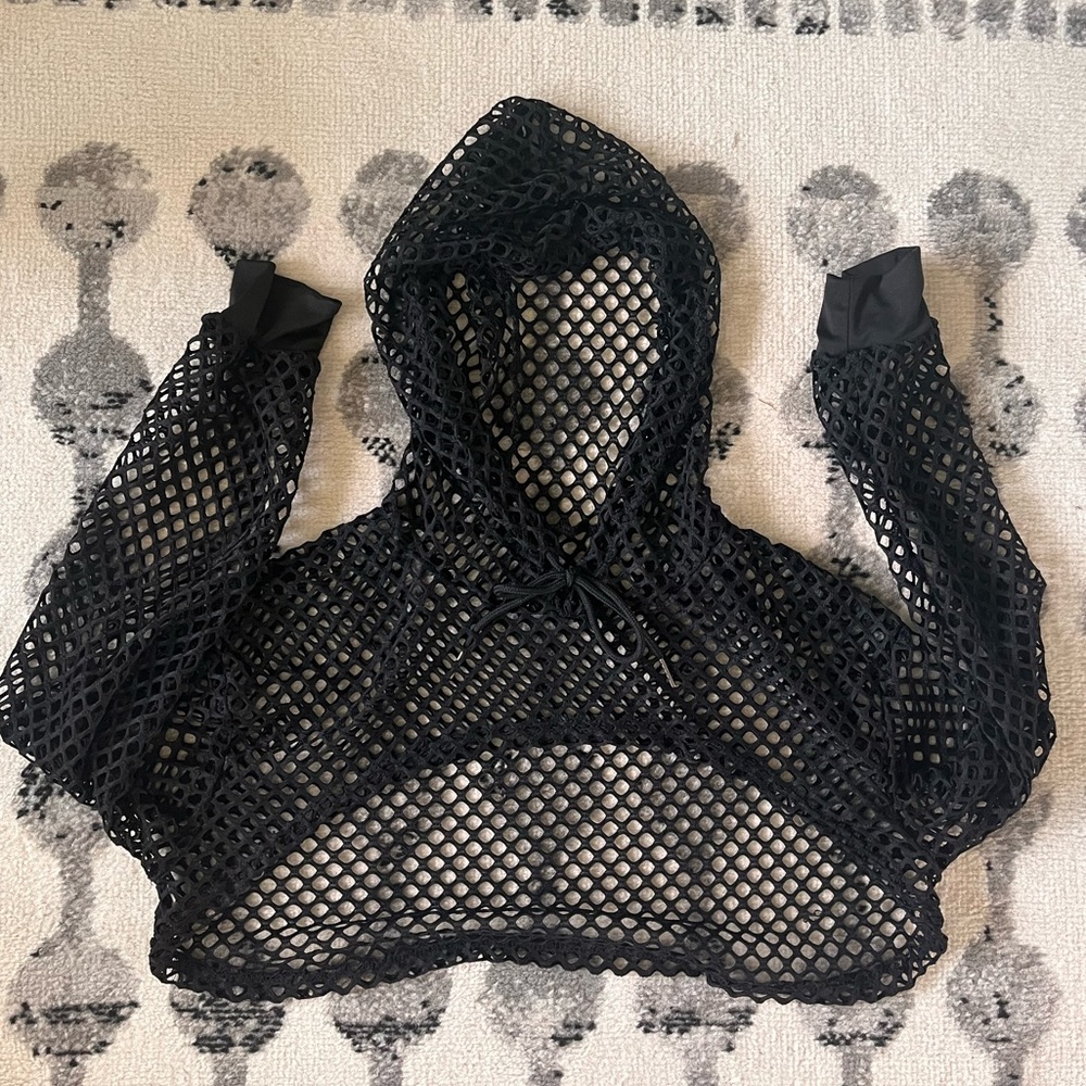 Rave Ultra Crop Fishnet Hoodie